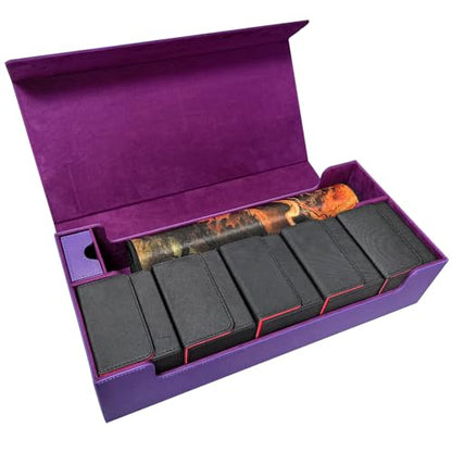 Premium Trading Card Storage Case TCG Deck Box Holds 800+ Sleeved Cards for MTG, YuGiOh, Uno, Sport with Strong Magnet Closure (Purple) - color: A-Purple - 800 Cards