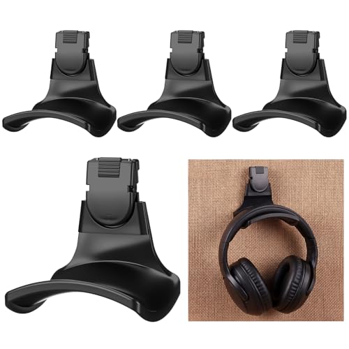 4 Set Fabric Wall Headphones Hook for Cubicle Organization Headset Stand for Desk Office Accessories Cubicle Decorations (Black) - color: Black