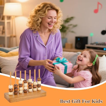 4 in a Row Game Wooden - 4 Connect in a Row Classic Strategy Game for Adults Kids,Four Connect Same Colour in a Row,Portable Travel Games Family Board