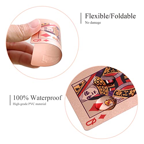 ACELION Waterproof Playing Cards, Plastic Playing Cards, Deck of Cards, Gift Poker Cards (Rose Gold) - color: Rose Gold