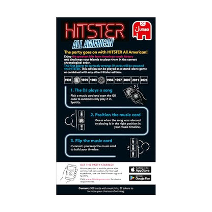 Jumbo Hitster - All American, Fun Music Quiz Card Game, 2-10 Players - 300 Best American Music Hits - Great for Adult and Family Game Nights (US Edition)