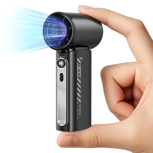 Koonie 19000 RPM High Speed Portable Handheld Fan,100 Speeds Mini Turbo Fan, 3600mAh, 12H Max Cooling Time, Digital Display, 5" Height, Rechargeable Hand Fan for Outdoor Indoor Black - color: Black