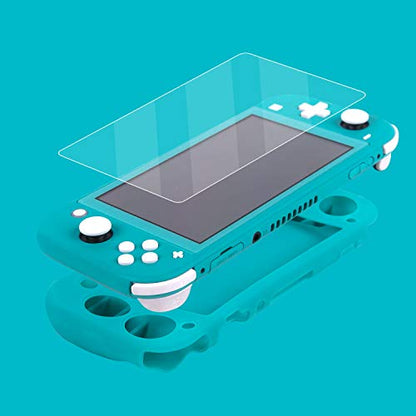 Silicone Protective Case for Nintendo Switch Lite, Soft Grip Case Cover with Comfort Ergonomic Handles for Nintendo Switch Lite 2019 [Self Stand][4 Thumb Stick Caps] (Turquoise) - color: 실리콘-터키석