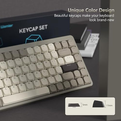 Womier Low Profile Keycaps - Shine Through PBT Keycaps | 60 65 75 100 Percent, Mechanical Keyboard Keycaps for Cherry Gateron MX Switches Keyboard - Khaki Grey - color: Brown