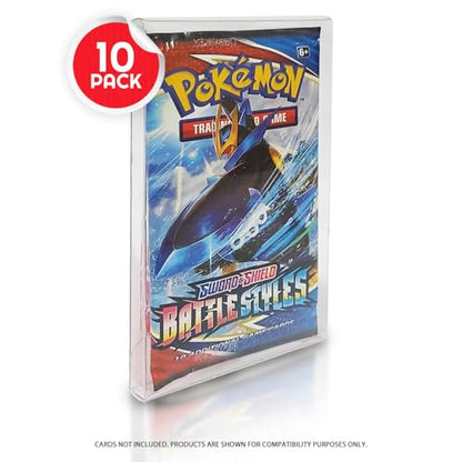 EVORETRO Booster Pack Protector - Trading Card Case Envelope Compatible for Single Pokemon Booster Pack - 0.35MM Thick Plastic PET for MTG, Yu-Gi-Oh, Sports Card Booster Pack Case (10 Pack) - size: Single Pack Booster Case (Pack of 10)