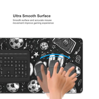 Football Soccer Gaming Mouse Pad, Large Desk Mat, Non-Slip Rubber Base, 35.4" x 15.7", for PC and Laptop - color: Football
