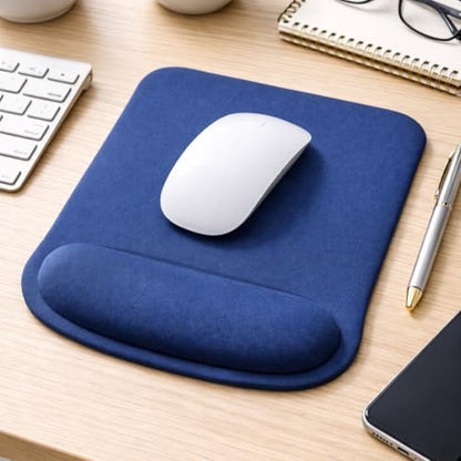 Ergonomic Meomory Foam Mouse Pad with Wrist Support, Orange, Ultra-Smooth Surface, Anti-Slip Base (Blue, Medium) - color: Blue