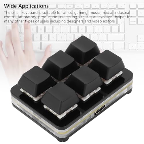 Yunseity 6 Key Gaming Keyboard, USB Wired RGB Mechanical Keyboard, One Handed Programmable Red Switch USB PC Keypad, Mini Macro Mechanical Gaming Keyboard for Game Office (Black) - color: Black