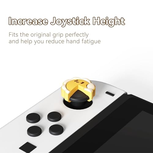 GeekShare Cute Silicone Joy Con Thumb Grip Caps, Joystick Cover Compatible with Switch/OLED/Switch Lite,4PCS - Sunflower & Bee - color: Yellow, Black