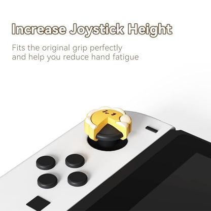 GeekShare Cute Silicone Joy Con Thumb Grip Caps, Joystick Cover Compatible with Switch/OLED/Switch Lite,4PCS - Sunflower & Bee - color: Yellow, Black