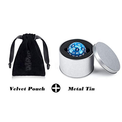 DNDND Metal D100 Dice 50mm Single 100 Sided Polyhedral Dice with Metal Case and Velvet Pouch(Copper with Black Number) - color: Copper With Black Number