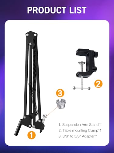 SoloCast Boom Arm Mic Stand, Adjustable Suspension Boom Scissor Arm Stand Compatible with HyperX SoloCast 2 & 1 Gaming Microphone by SUNMON - color: HyperX SoloCast Boom Arm
