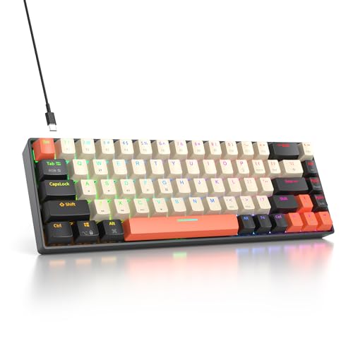 60% Mechanical Keyboard Black and White, Compact 60 Percent Gaming Keyboard RGB Backlit, 61 Keys Red Switches Mini Keyboard, USB Wired Office Keyboard for Windows Mac Laptop PC (61 Carbon) - color: 61 Carbon/Red Switch