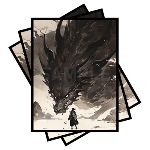 100 PCS MTG Card Sleeves, TCG Card Protective Sleeves Size is 2.6 x 3.6 in Applicable to OCG CCG DTCG PTCG, Fit Standard Size Cards (Black Dragon) - color: Clear