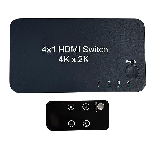 HDMI 4 in 1 Out switcher, 4K@60hz HDMI Switcher | Supports HDR, 3D, Dolby, Compatible with Laptops, PC, Xbox Series, PS5 / PS4, Projector,Compatible with Mac/Linux/Win