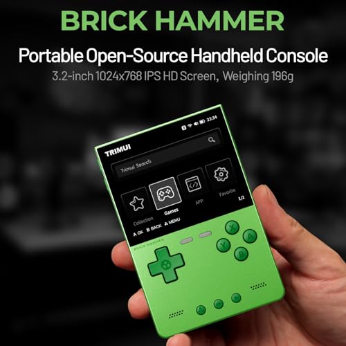 Trimui Brick Hammer Metal Body Handheld Game Console Retro Gaming Handheld 3000mah Battery Allwinner A133p 3.2" IPS RGB Lighting Vibration Green-64G - style: Green-64G