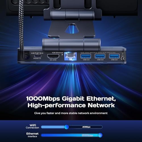 Docking Station Steam Deck Dock: Adjustable Stand 6-in-1 Hub Stream Deck Accessories with HDMI 2.0 4K@60Hz TV/1Gb Ethernet/3*USB-A 3.0/PD 3.0 Fast Charging for Steam, iPad,Other Smart Phones Black