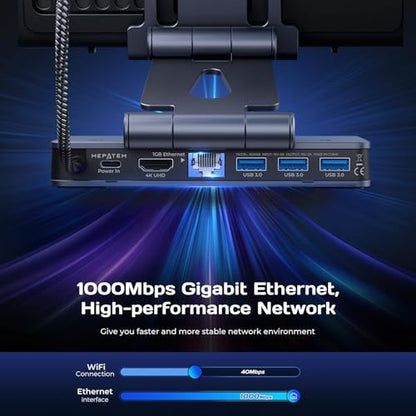 Docking Station Steam Deck Dock: Adjustable Stand 6-in-1 Hub Stream Deck Accessories with HDMI 2.0 4K@60Hz TV/1Gb Ethernet/3*USB-A 3.0/PD 3.0 Fast Charging for Steam, iPad,Other Smart Phones Black