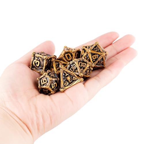 Surpass DND dice Set Metal dice Role Playing Metal Polyhedral Dice Dungeons and Dragons Dice (Gookin) - color: Gookin