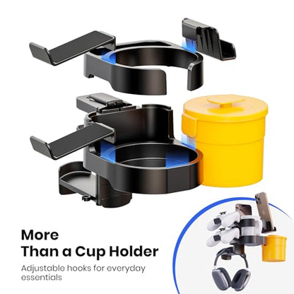 7-in-1 Desk Cup Holder - EURPMASK Organizer with Headphone, Controller Holder, Snack Bucket, and Phone Holder, Clamp-On Desk Accessory with Sturdy Large Storage, Easy to Install, Black - color: Black