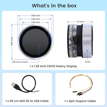 ELECROW 1.28" ESP32 Rotary Display 240x240 HMI IPS Round Knob Touch Display | 2.4G WiFi and BLE Capacitive Rotary Touch Screen Development Board Compatible with Arduino IDE and LVGL Library - size: 1.28" ESP32 Rotary Display