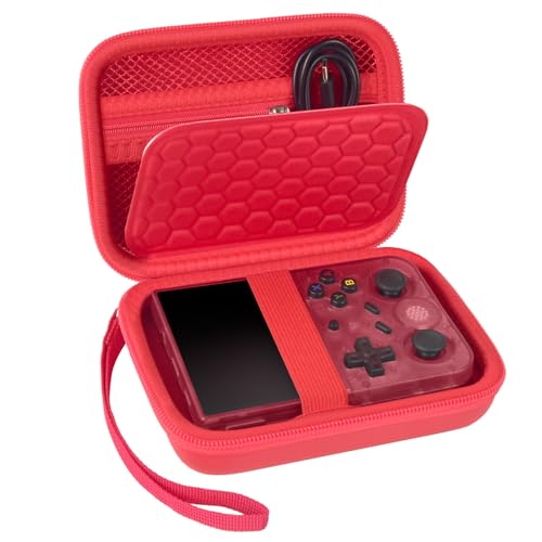 PAIYULE Travel Case Compatible with RG353V/ RG353VS/ R36S Retro Handheld Game Console, Handheld Emulator Storage Holder Organizer, Android Game Console Carrying Bag (Red) (Box Only) - color: Red, style: For R36s