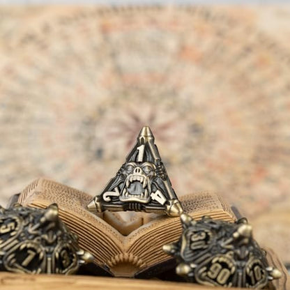 Surpass DND Metal dice polyhedral DND Dragon dice for Dungeons and Dragons (Bronze) - color: Bronze