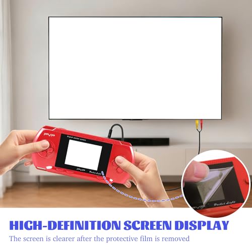 Red Handheld Game Console, 74 Built-in 8-Bit Games | Portable game player with 74 retro games, 2.4" Screen, USB rechargeable battery, fun gift for kids and families - color: Red