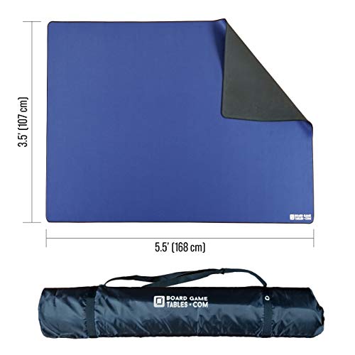 Board Game Playmat [3.5'x5.5'/Thick Super Cushioned/Stitched Edge/Water Resistant] with Carrying Case - for Tabletop Board Games, Card Games, RPG Games (Large, Blue) - color: Blue, size: Large (3.5'x5.5')