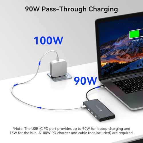 USB C Laptop Docking Station 3 Monitors with DisplayPort 4K@120Hz HDMI 4K@60Hz USBC 4K@60Hz, 12 in 1 Thunderbolt Hub with USB A 3.0, USB C 3.2, Ethernet, SD, TF, PD 100W - size: DP+USBC+HDMI