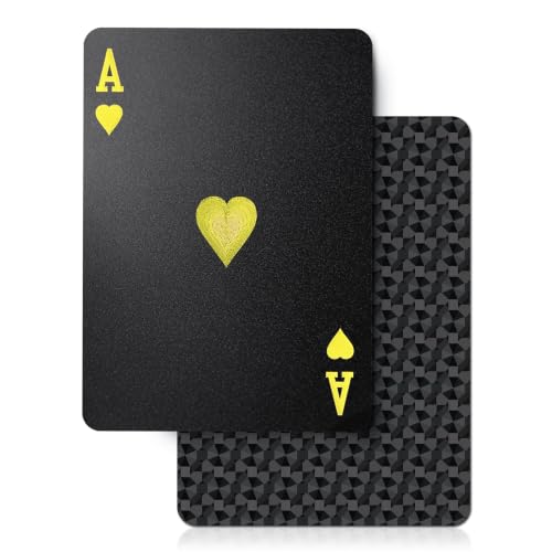 ACELION Waterproof Playing Cards, Plastic Playing Cards, Deck of Cards, Gift Poker (Black Diamond Cards) - color: Black