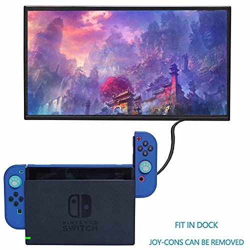 Dockable Case for Nintendo Switch - COMCOOL 3 in 1 Protective Cover Case for Nintendo Switch and Joy-Con Controller with Screen Protector and Thumb grips - Dark Blue - color: Dark Blue
