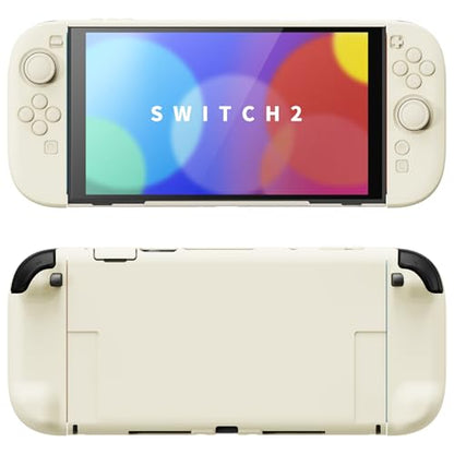 PlayVital Hard Case for Nintendo Switch 2 with Extra Stand & Thumb Grip Caps | Split Design, Dockable Protective Full-Body Shell Cover for Nintendo Switch 2 | Solid Color Series, Antique Yellow - color: Antique Yellow