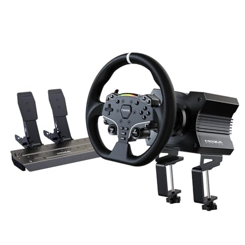 MOZA R5 Bundle Kit Racing Simulator 5.5Nm Direct Drive Wheelbase,Unbeatable Rigid & Durable 11-Inch ES Racing Wheel SR-P Lite Dual Pedal and Desk Clamp All-in-One
