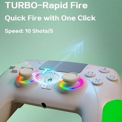Akalyptra Wired Controller for PS-5/PC, Cool RGB Gamepad Support Programmable/Remap/Turbo Functions, Dual Vibration, 3.5MM Audio Jack, Motion Control, Compatible with PS-5/PS-4/PC/MAC/IOS/Android/Steam Deck(Green, 87inch) - color: Yellow