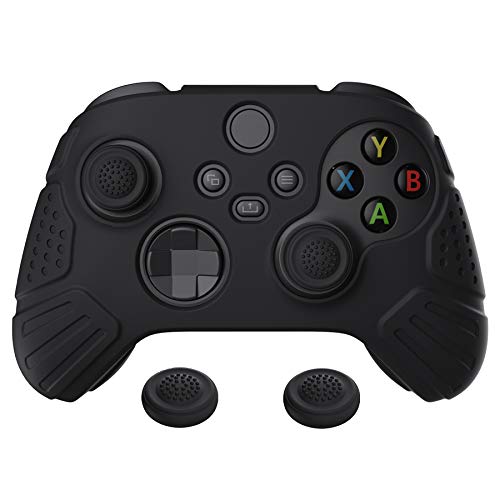 eXtremeRate PlayVital Guardian Edition Black Ergonomic Soft Anti-slip Controller Silicone Case Cover for Xbox Series X/S, Rubber Protector Skins with Joystick Caps for Xbox Core Wireless Controller - color: Black