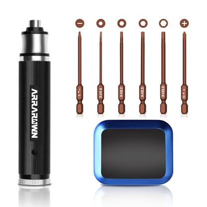 9Pcs RC Car Tool Kit 6 in 1 Hex Screwdriver Set with Tray,Cross Wrench | Hobby Repair Tool Kit Compatible with Most of RC Cars Truck Buggy Truggy Racing - color: Black With Brown Bits