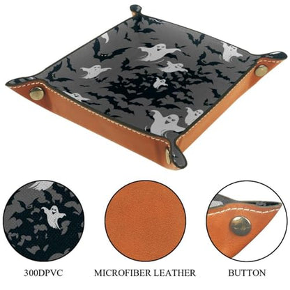 Halloween Bats Dice Tray PU Leather Dice Rolling Tray Folding Dice Holder for Dice Games, Like RPG, DND and Other Table Games - color: Multi 8