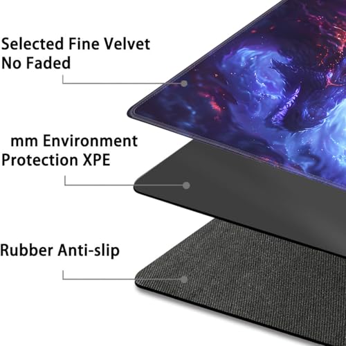 JVGFYNKL MTG Playmat + Drawstring Travel Pouch + 6 Dice Counter, for Tabletop Trading Card Game Playmats or Large Mouse Pad, Anti-slip Rubber 24 x 14 in, Blue Dragon Games TCG Playmat (No with Zone) - color: JV-Playmat-6-1-E125