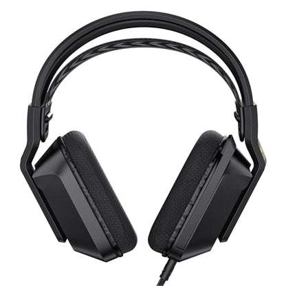 Keenso Wired Gaming Headset, ABS PC Gaming Headset with 50mm Drivers, Memory Foam Ear Cushions, Adjustable Headband, Rotatable Mic for PC Laptop Console Mobile Users (Black)