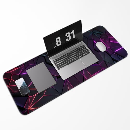 Stylish Geometric Design Gaming Mouse pad, Non-Slip Rubber Base, Stitched Edges, 31.5x11.8 inch Large Mouse pad, Suitable for Gaming and Desk Pads - color: Geometric color