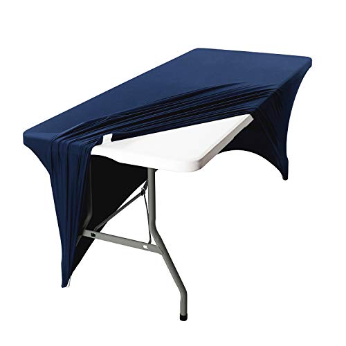 Peomeise 6FT Spandex Table Cover Rectangular Stretch Spandex Tablecloth (Navy,6FT) - color: Navy, size: 72" x 30" (Rectangular)