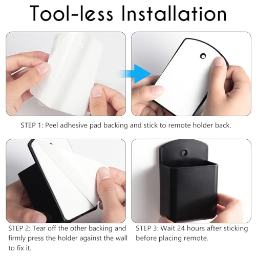 2 PCS Remote Control Holder Wall Mount, TV Air Conditioner Remote Control Holder, Self Adhesive Pen Holder Organizers and Accessories for Home Office School, Black - color: Set of 2-Black