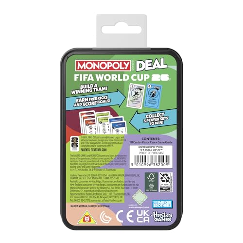 Monopoly Deal FIFA World Cup 2026 Edition Game – Officially Licensed FIFA World Cup Soccer Card Game for Kids – Ages 8+ – 2 to 5 Players – 15 Mins. - style: Monopoly Deal
