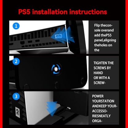 PS5 Stand with Controller Charging Station: 2.5 Hours Fast Charging Dock - Vertical Stand for PlayStation 5 Slim - PS5 Accessories with Headphone Holder & Dual Controller Charger - color: Black