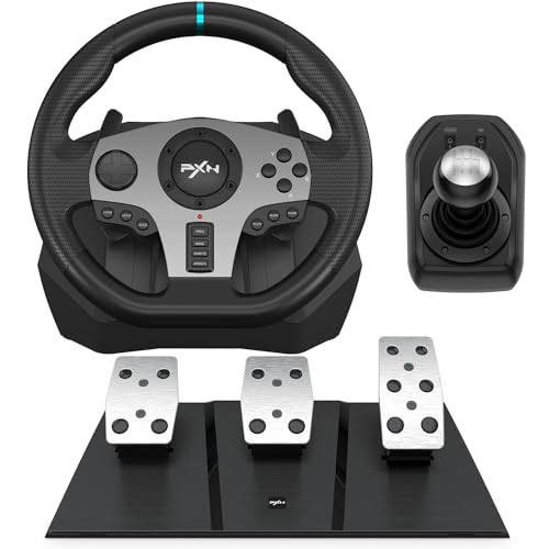 PXN Racing Wheel - Steering Wheel V9 Driving Wheel 270°/ 900° Degree Vibration Gaming Steering Wheel with Shifter and Pedal for PS4, PC, PS3, Xbox Series X|S, Xbox One(V9)
