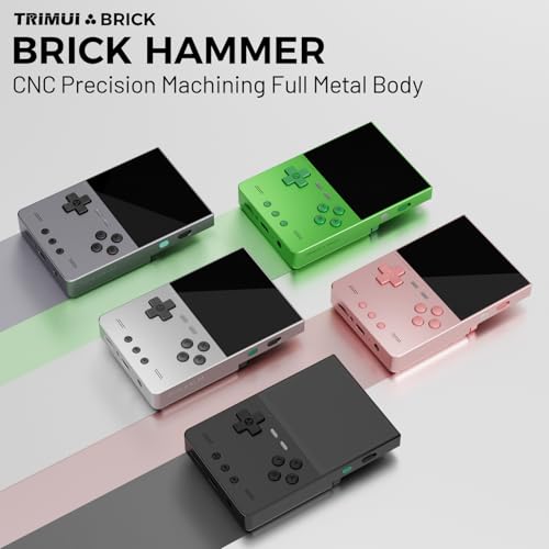 TRIMUI Brick Hammer Retro Handheld Game Console – Metal CNC Aluminum Alloy Body, 3.2" IPS Screen, 8GB Storage, Expandable to 1TB, Built-in 3000mAh Battery Silver-64G - style: Silver-64G