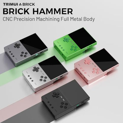 TRIMUI Brick Hammer Retro Handheld Game Console – Metal CNC Aluminum Alloy Body, 3.2" IPS Screen, 8GB Storage, Expandable to 1TB, Built-in 3000mAh Battery Silver-64G - style: Silver-64G