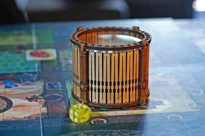 Wooden Dice Shaker Tower Barrel with Acrylic Window – Handmade Plywood Dice Roller, Eco Oil Finish – Perfect for Board Games, D&D, RPG, Tabletop, Gift for Gamers
