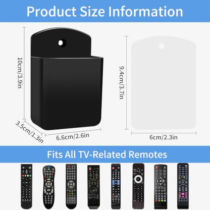 2 Pcs Remote Control Holder Wall Mount,TV Remote Holder for Home(Black) | Wall mount storage box organizer,self adhesive remote holder for home,office,bedroom,school